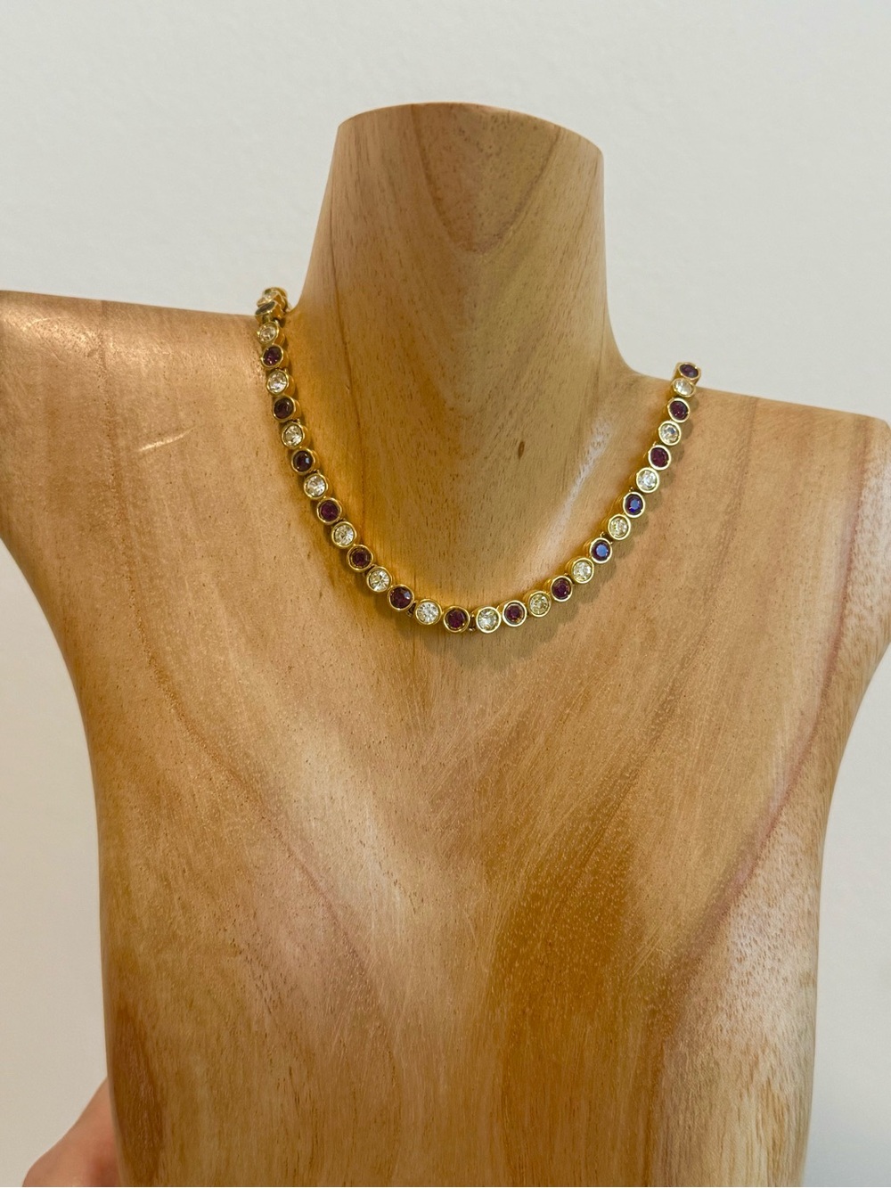 D’Orlan Gold-Tone Multistone Bezel Tennis Necklace